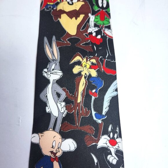 Looney Tunes Vintage Necktie 1997 Warner Bros. Bugs Bunny Tweety Taz Porky Pig - Picture 6 of 7